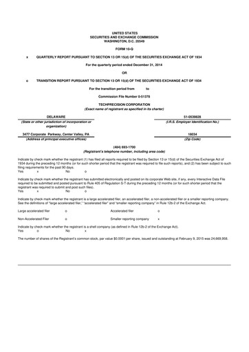 Thumbnail TechPrecision 10-Q Quarterly Report FY2015 