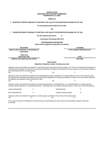 Thumbnail TechPrecision 10-Q Quarterly Report FY2017 