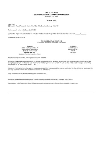 Thumbnail Hain Celestial 10-Q Quarterly Report FY 