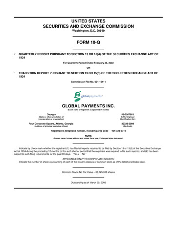 Thumbnail Global Payments 10-Q Quarterly Report FY 