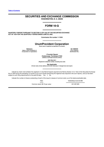 Miniature Unum 10-Q Rapport trimestriel  