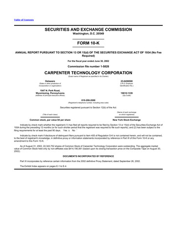 Thumbnail Carpenter Technology 10-K Annual Report 