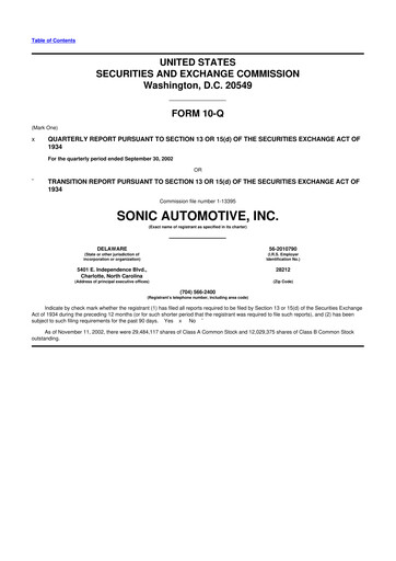 Thumbnail Sonic Automotive
 10-Q Quarterly Report FY 
