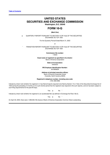 Vorschaubild Bank of America  10-Q Quartalsbericht  