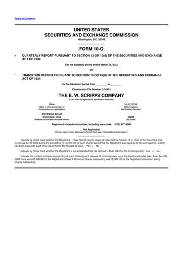 Thumbnail E. W. Scripps Company
 10-Q Quarterly Report FY 