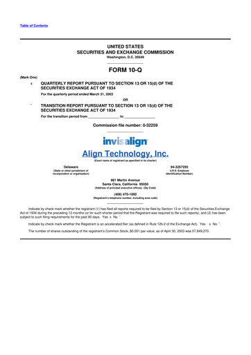 Miniature Align Technology
 10-Q Rapport trimestriel  