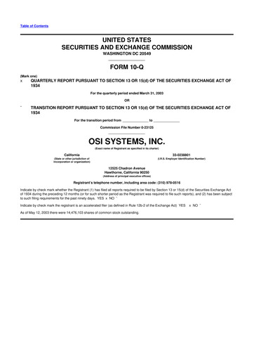 Thumbnail OSI Systems
 10-Q Quarterly Report FY 
