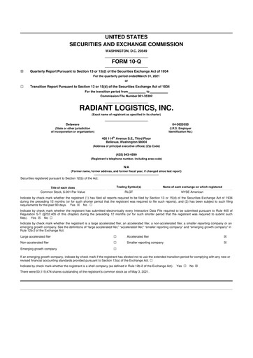 Thumbnail Radiant Logistics
 10-Q Quarterly Report FY2021 
