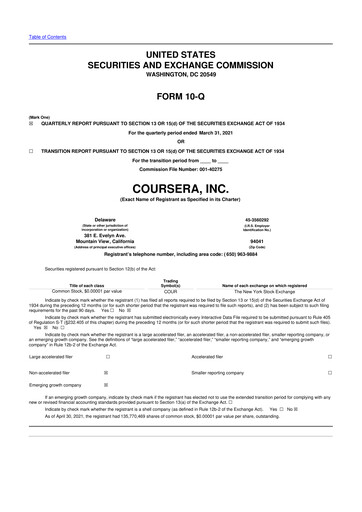 Vorschaubild Coursera 10-Q Quartalsbericht 2021 
