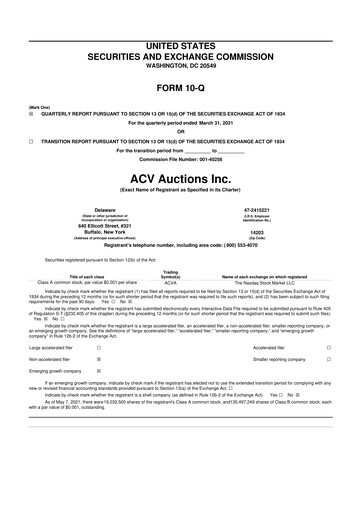 Thumbnail ACV Auctions 10-Q Quarterly Report FY2021 