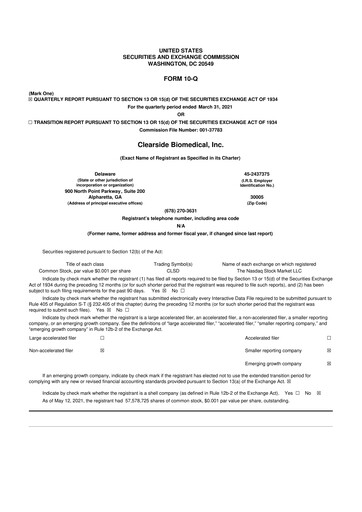 Thumbnail Clearside Biomedical
 10-Q Quarterly Report FY2021 