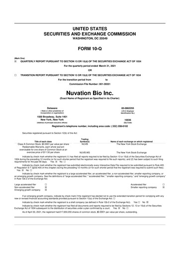 Thumbnail Nuvation Bio 10-Q Quarterly Report FY2021 