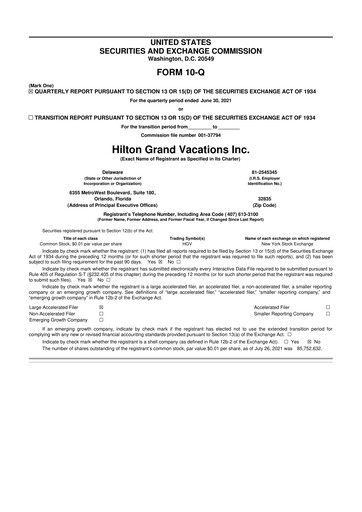 Thumbnail Hilton Grand Vacations
 10-Q Quarterly Report FY2021 