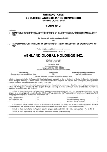 Thumbnail Ashland 10-Q Quarterly Report FY2021 