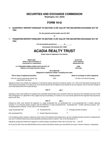 Thumbnail Acadia Realty Trust
 10-Q Quarterly Report FY2021 