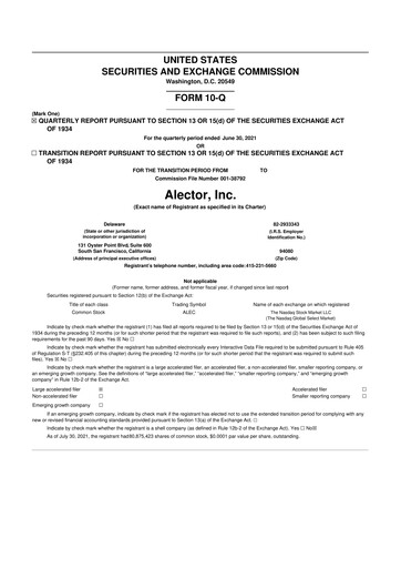 Thumbnail Alector
 10-Q Quarterly Report FY2021 