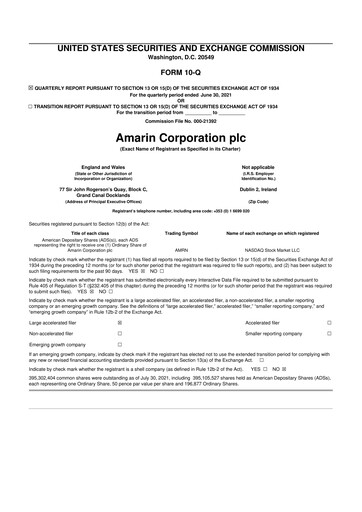 Thumbnail Amarin Corporation
 10-Q Quarterly Report FY2021 