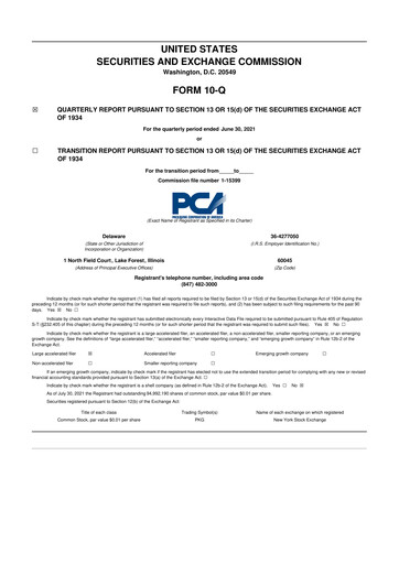 Vorschaubild Packaging Corporation of America
 10-Q Quartalsbericht 2021 