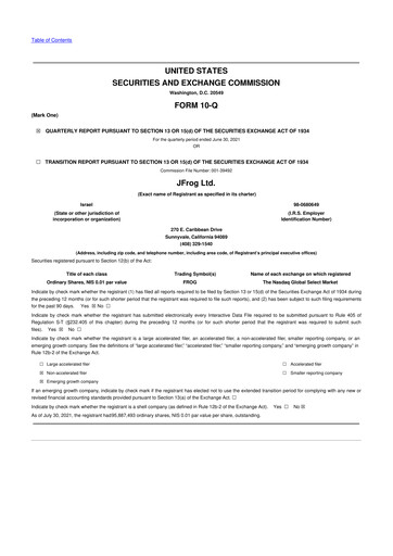 Thumbnail JFrog 10-Q Quarterly Report FY2021 