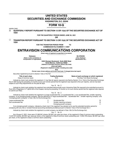 Thumbnail Entravision Communications
 10-Q Quarterly Report FY2021 