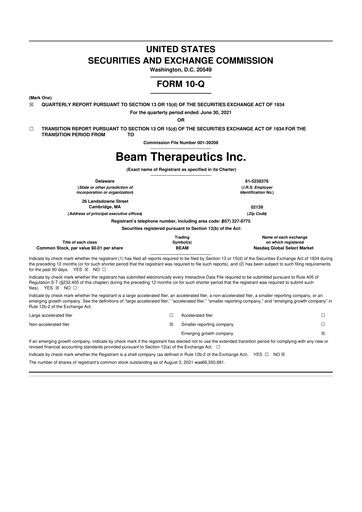 Thumbnail Beam Therapeutics
 10-Q Quarterly Report FY2021 