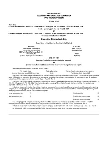 Thumbnail Clearside Biomedical
 10-Q Quarterly Report FY2021 