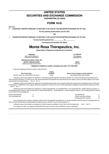 Thumbnail Monte Rosa Therapeutics 10-Q Quarterly Report FY2021 