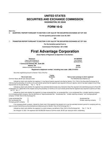 Miniature First Advantage 10-Q Rapport trimestriel 2021 