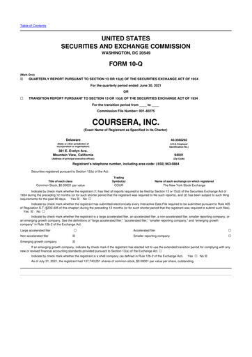 Vorschaubild Coursera 10-Q Quartalsbericht 2021 