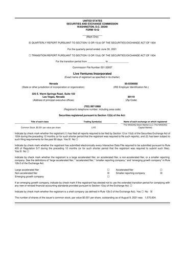 Thumbnail Live Ventures 10-Q Quarterly Report FY2021 