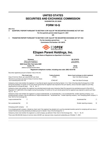 Miniature e2open 10-Q Rapport trimestriel 2021 