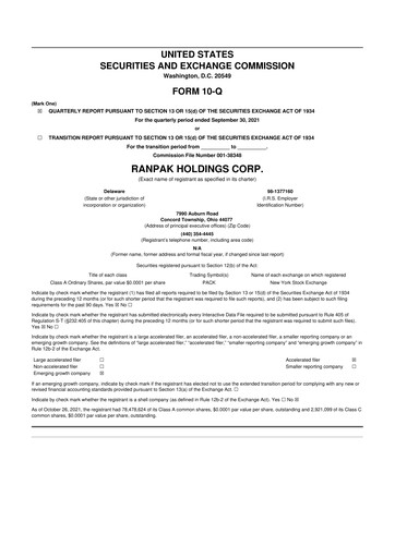 Thumbnail Ranpak 10-Q Quarterly Report FY2021 