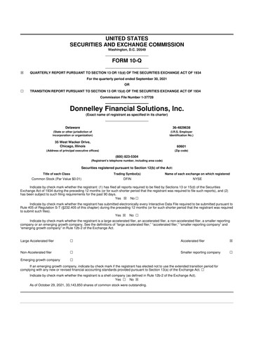 Vorschaubild Donnelley Financial Solutions
 10-Q Quartalsbericht 2021 