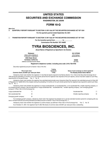 Thumbnail Tyra Biosciences 10-Q Quarterly Report FY2021 