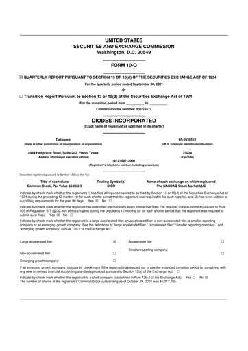 Thumbnail Diodes Incorporated 10-Q Quarterly Report FY2021 