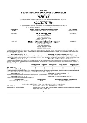 Thumbnail MGE Energy
 10-Q Quarterly Report FY2021 