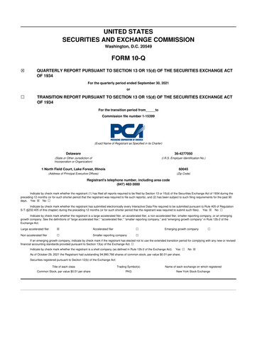 Vorschaubild Packaging Corporation of America
 10-Q Quartalsbericht 2021 