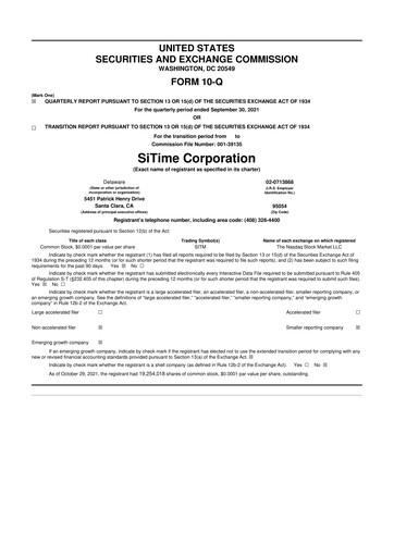 Vorschaubild SiTime 10-Q Quartalsbericht 2021 