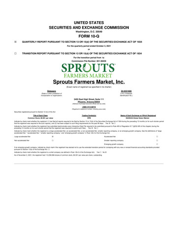Thumbnail Sprouts Farmers Market 10-Q Quarterly Report FY2021 