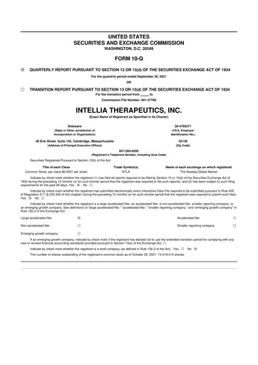 Thumbnail Intellia Therapeutics 10-Q Quarterly Report FY2021 