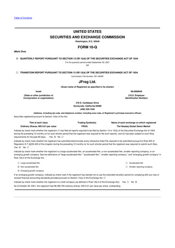 Thumbnail JFrog 10-Q Quarterly Report FY2021 