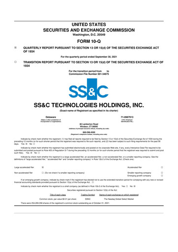 Thumbnail SS&C Technologies
 10-Q Quarterly Report FY2021 