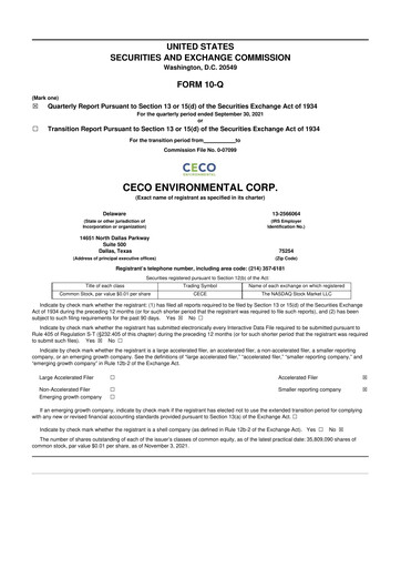 Thumbnail CECO Environmental
 10-Q Quarterly Report FY2021 
