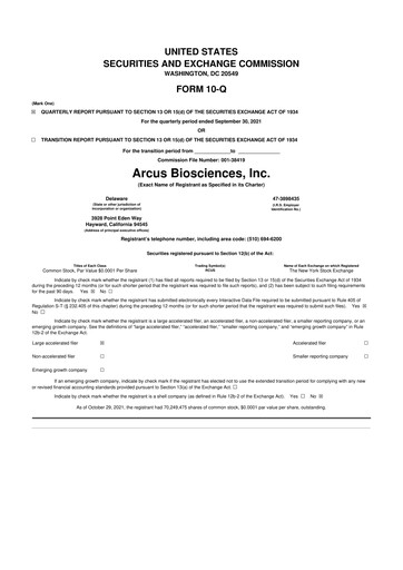 Thumbnail Arcus Biosciences
 10-Q Quarterly Report FY2021 