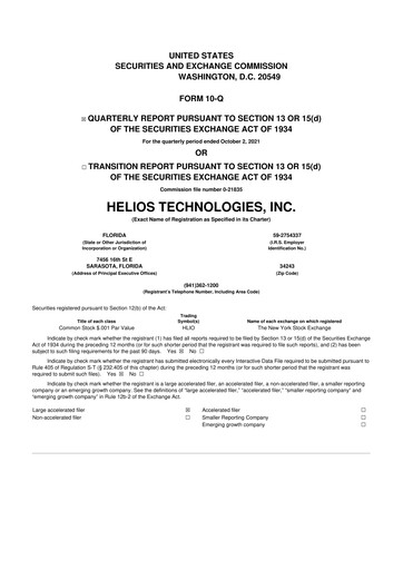 Thumbnail Helios Technologies 10-Q Quarterly Report FY2021 