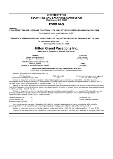 Thumbnail Hilton Grand Vacations
 10-Q Quarterly Report FY2021 