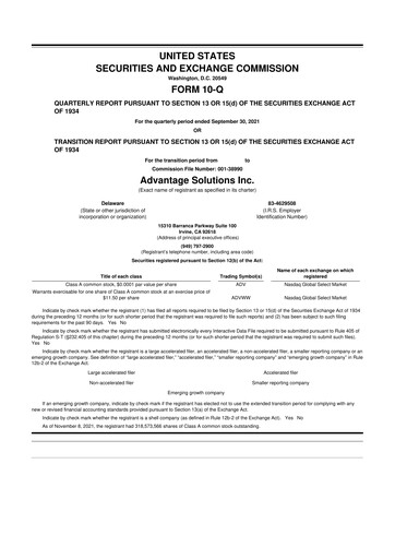 Thumbnail Advantage Solutions 10-Q Quarterly Report FY2021 