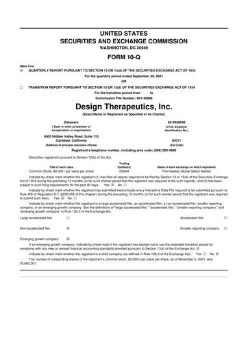 Thumbnail Design Therapeutics 10-Q Quarterly Report FY2021 