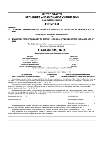 Thumbnail CarGurus 10-Q Quarterly Report FY2021 