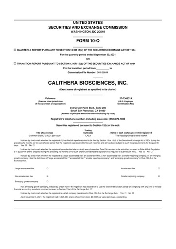 Thumbnail Calithera Biosciences
 10-Q Quarterly Report FY2021 
